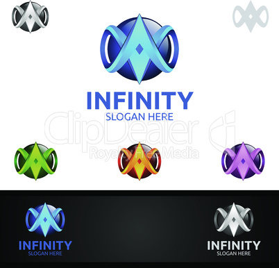 Infinity loop logo icon. Vector unlimited infinity, endless line shape sign