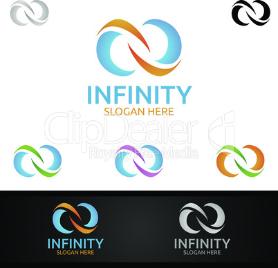 Infinity loop logo icon. Vector unlimited infinity, endless line shape sign