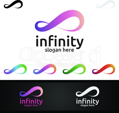 Infinity loop logo icon. Vector unlimited infinity, endless line shape sign