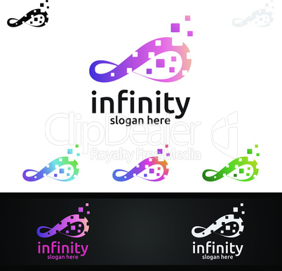 Infinity loop logo icon. Vector unlimited infinity, endless line shape sign