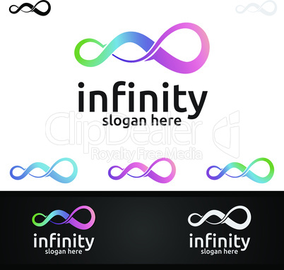 Infinity loop logo icon. Vector unlimited infinity, endless line shape sign