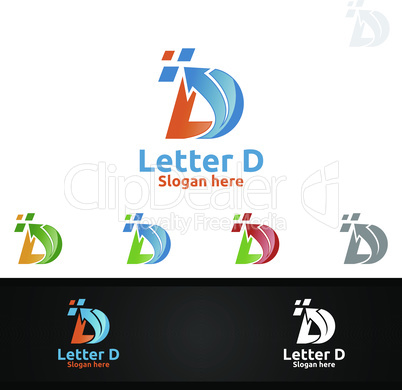 Letter D for Digital Vector Logo, Marketing, Financial, Advisor or Invest Design Icon