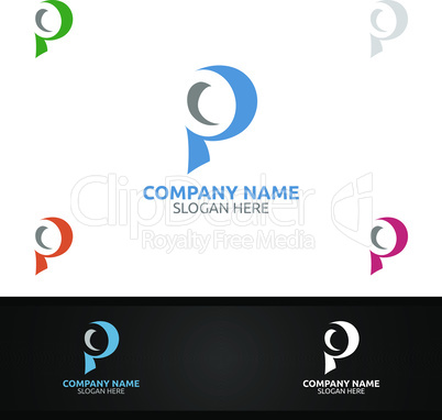 Letter P for Digital Vector Logo, Marketing, Financial, Advisor or Invest Design Icon