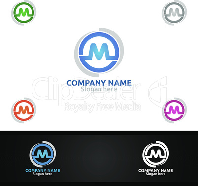 Letter M for Digital Logo, Marketing, Financial, Advisor or Invest Design Icon