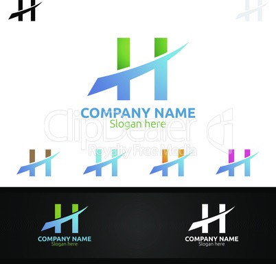 Letter H for Digital Logo, Marketing, Financial, Advisor or Invest Design Icon