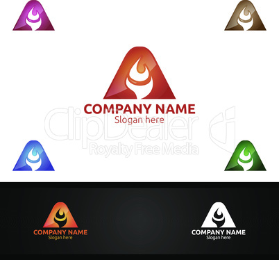 Fire Letter A for Digital Logo, Marketing, Financial, Advisor or Invest Design Icon
