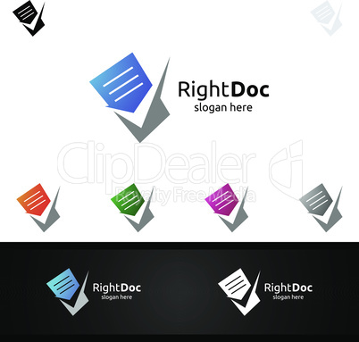 Document Sheets Logo Template.Check Doc File Paper Data Pixel Office or Contract and Agreement Vector
