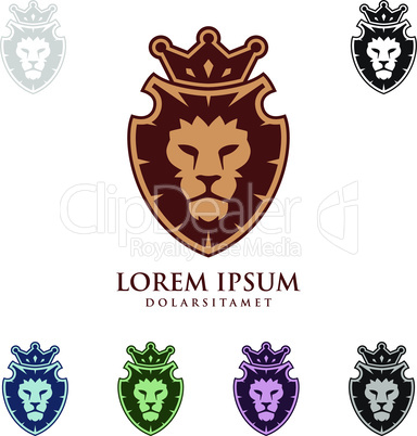 Lion King Vector Logo Design with Crown Concept