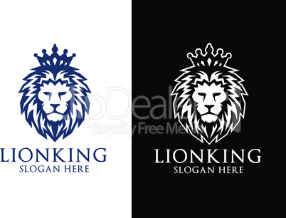Lion King Vector Logo Design with Crown Concept