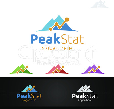 Peak Stat Marketing Financial Advisors Logo Design Template Icon