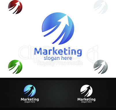 Marketing Financial Advisors Logo Design Template Icon