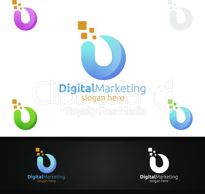 Digital Marketing Financial Advisor Logo Design Template