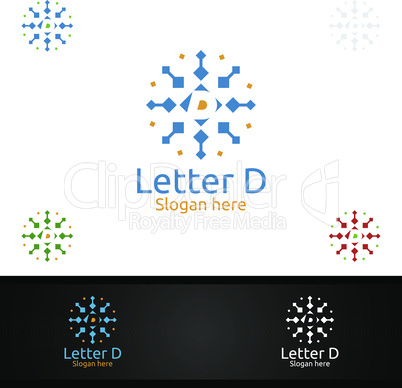 Letter D for Digital Marketing Financial Advisor or Invest Logo Design Icon