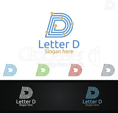 Letter D for Digital Marketing Financial Advisor or Invest Vector Logo Design Icon