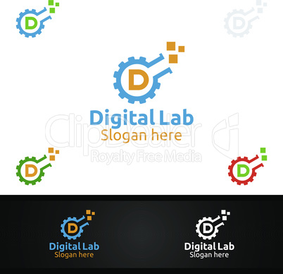Digital Lab Letter D for Digital Marketing Financial Advisor or Invest Vector Logo Design Icon