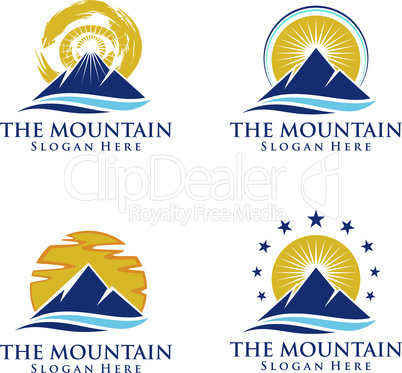 The Mountain, Nature, Green, Landscape, Sun, Eco, Logo Design