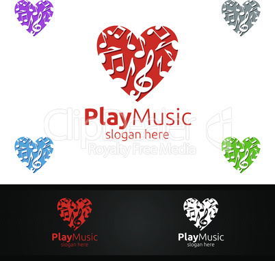 Music Logo with Note and Love Concept