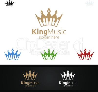 Music Logo with King and Piano Concept