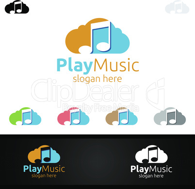 Music Logo with Note and Cloud Concept