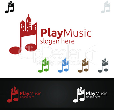 Music Logo with Note and House Concept