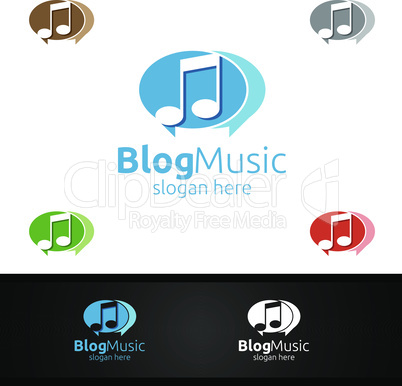 Blog Music Logo with Note Concept