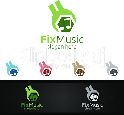 Fix Music Logo with Note and Fix Concept