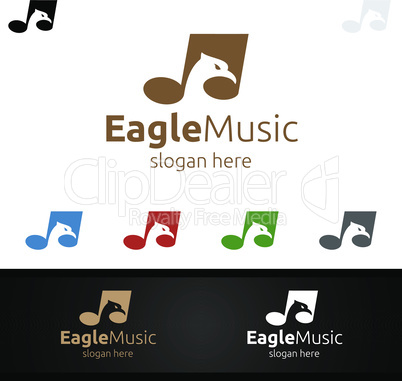Eagle Music Logo with Note and Eagle Concept