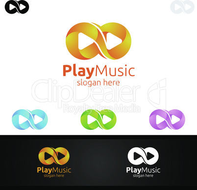 Music Logo with Infinity and Play Concept