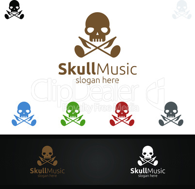 Music Logo with Note and Skull Concept