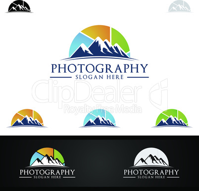 Mountain Camera Photography Logo Icon Vector Design Template