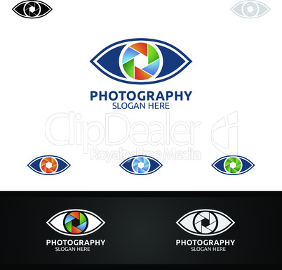 Eye Camera Photography Logo Icon Vector Design Template