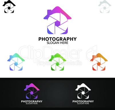 Home Camera Photography Logo Icon Vector Design Template