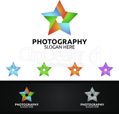 Star Camera Photography Logo Icon Vector Design Template