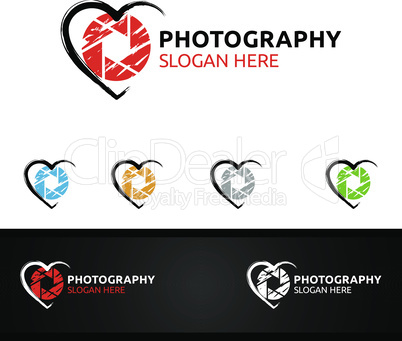 Abstract Love Camera Photography Logo