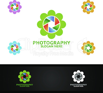 Flower Camera Photography Logo