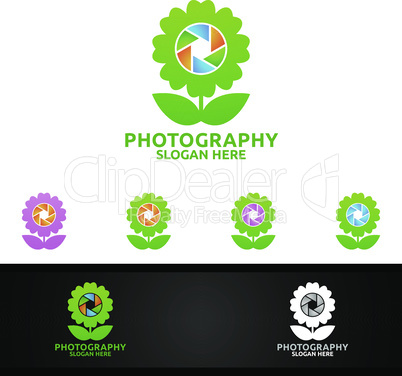 Flower Camera Photography Logo