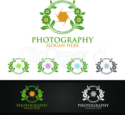 Nature Wedding Camera Photography Logo