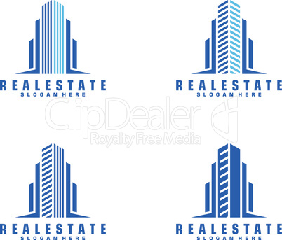 Real estate Vector Logo Design, Abstract Building and Home with line shape represented unique, strong and modern Real estate Logo Design