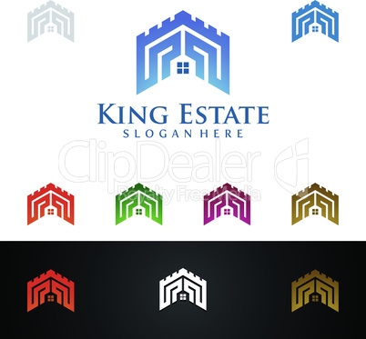 Real estate Vector Logo Design, Abstract Building and Home with line shape represented unique, strong and modern Real estate Logo Design