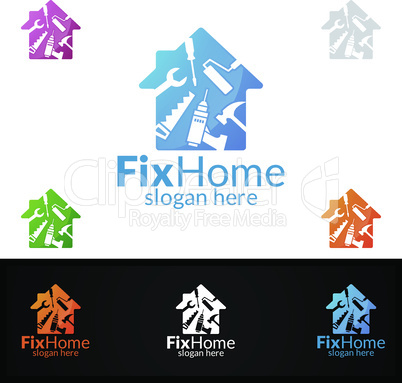 Real estate Logo, Fix Home Vector Logo Design suitable for architecture, handyman,bricolage,Diy,and for another application company