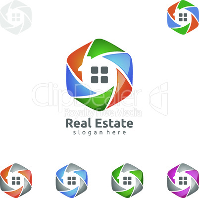 Real estate vector logo design, simple realty with pin and house represented strong, location,searching and modern real estate