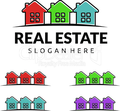 Real estate vector logo design, simple realty with pin and house represented strong, location,searching and modern real estate