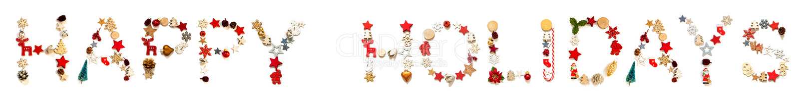 Colorful Christmas Decoration Letter Building Word Happy Holidays