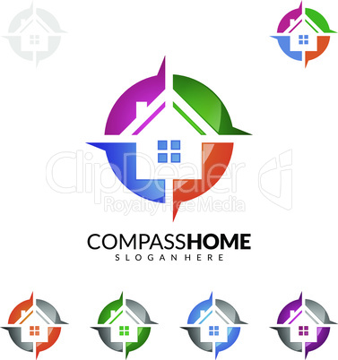 Real estate vector logo design, simple realty with pin and house represented strong, location,searching and modern real estate
