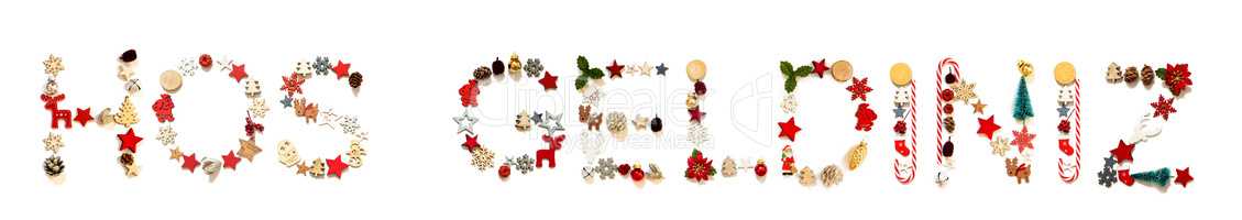 Colorful Christmas Decoration Letter Building Hos Geldiniz Means Welcom