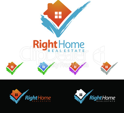 Check home, Real estate vector design, simple realty with check line and roof