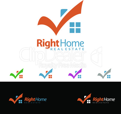 Check home, Real estate vector design, simple realty with check line and roof