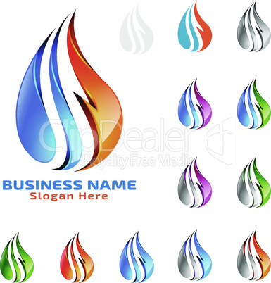 Water Drop, Oil, Gas, 3d blue water drop vector logo design