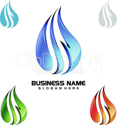 Water Drop, Oil, Gas, 3d blue water drop vector logo design