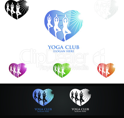 Yoga and Lotus flower logo with Health Spa Concept and Human silhouette